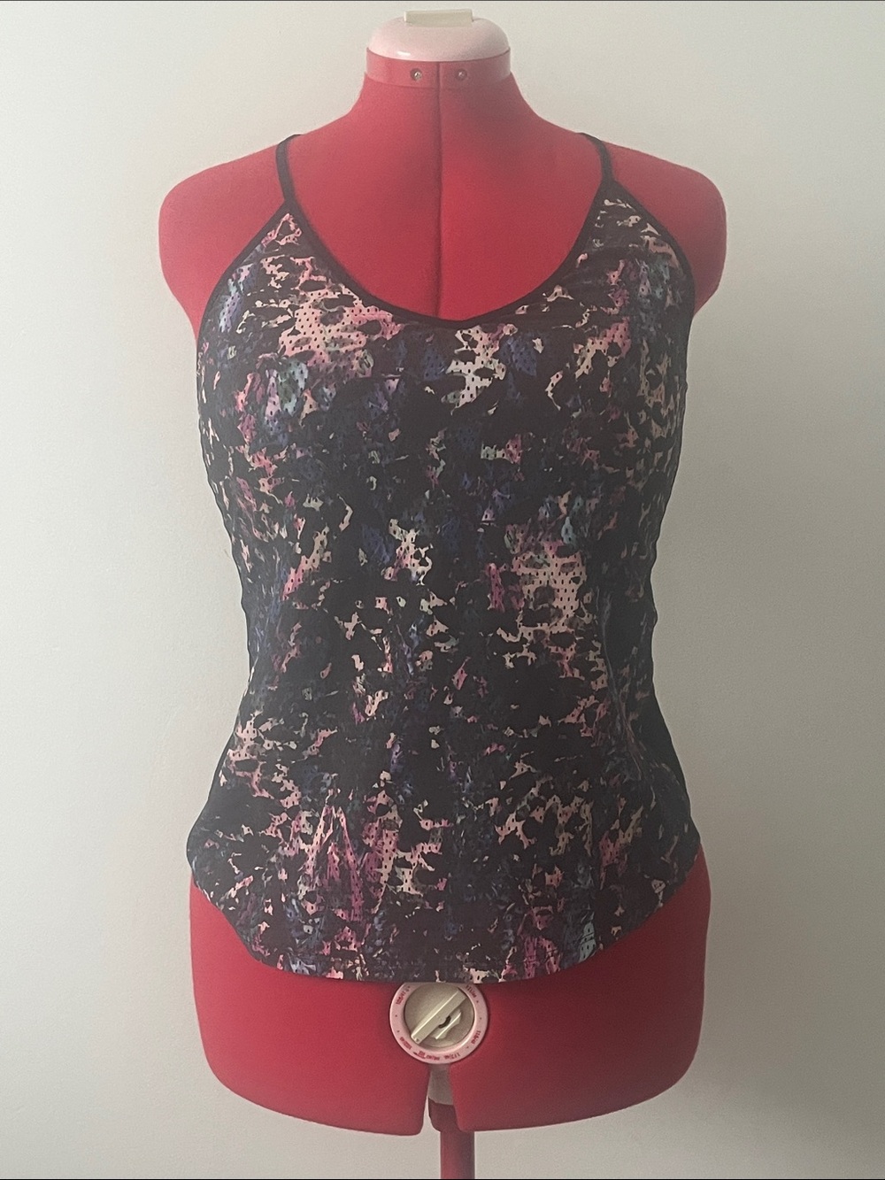 lululemon athletica Black Abstract Print Active Cami with Pink & Blue Accents
